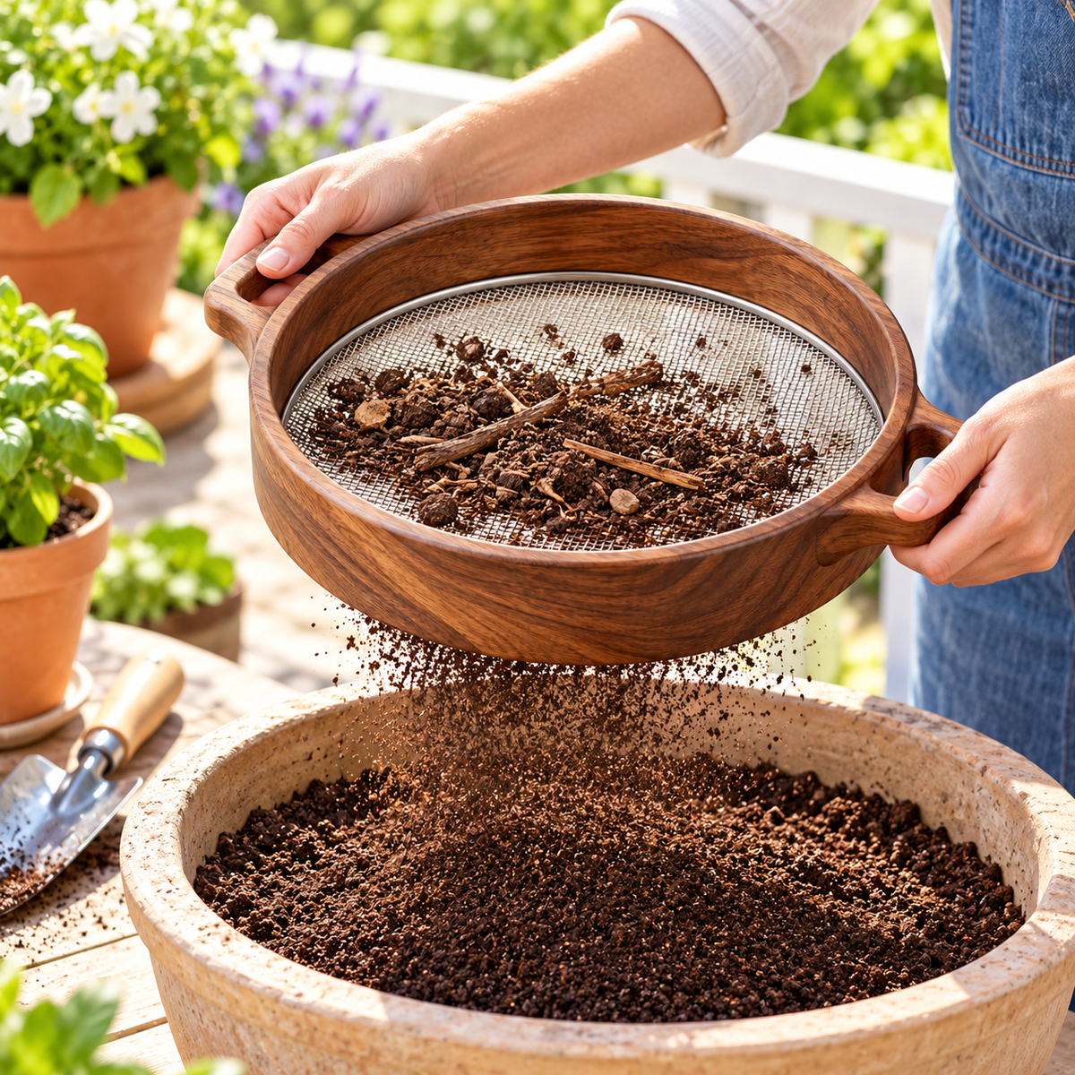 wsffhkl™ Round Potting Soil Sieve — lifestyle view 1