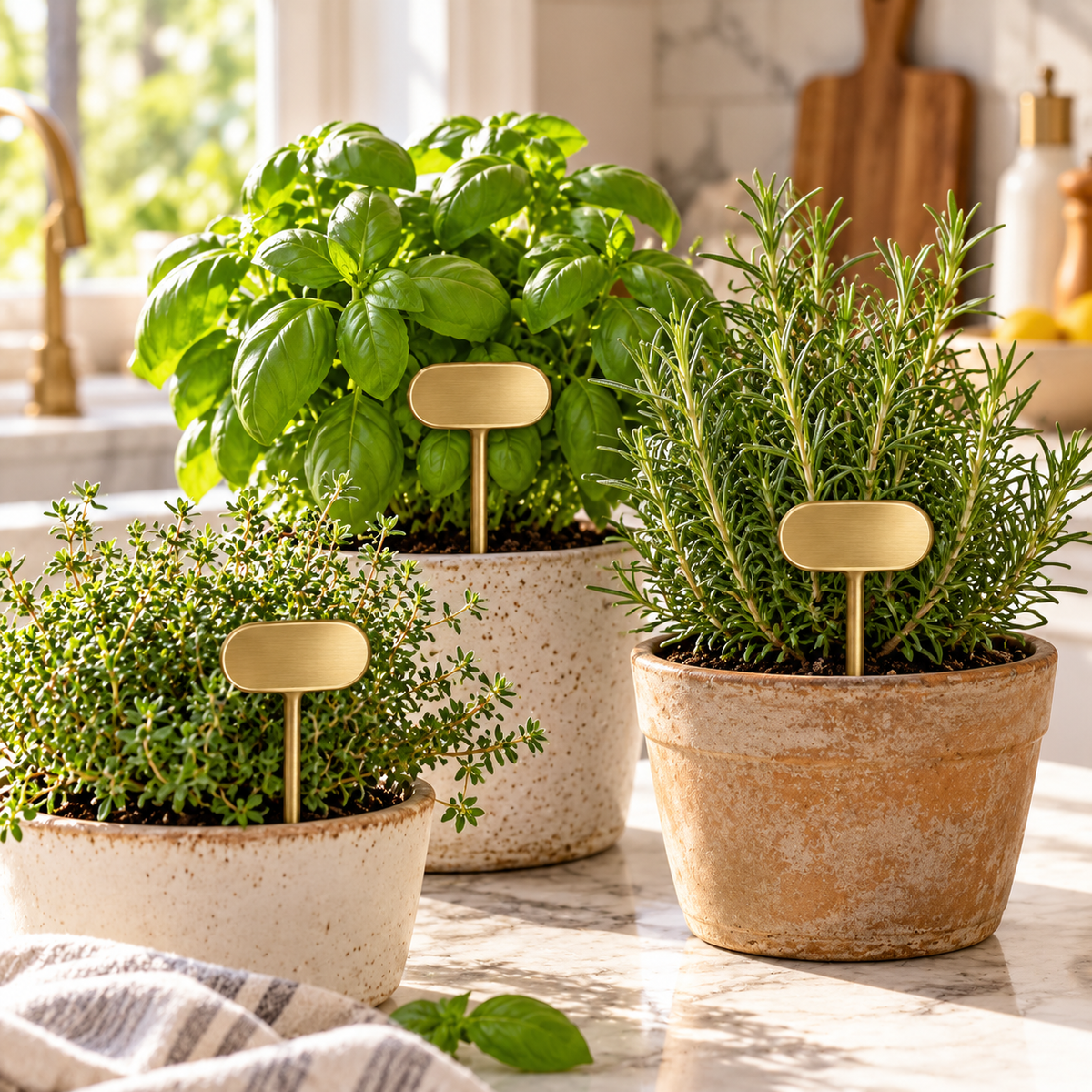 wsffhkl™ Gold-Tone Plant Marker Stakes — lifestyle view 1