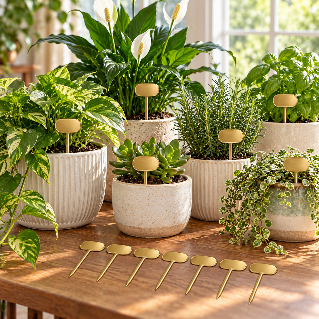 wsffhkl™ Gold-Tone Plant Marker Stakes — lifestyle view 2