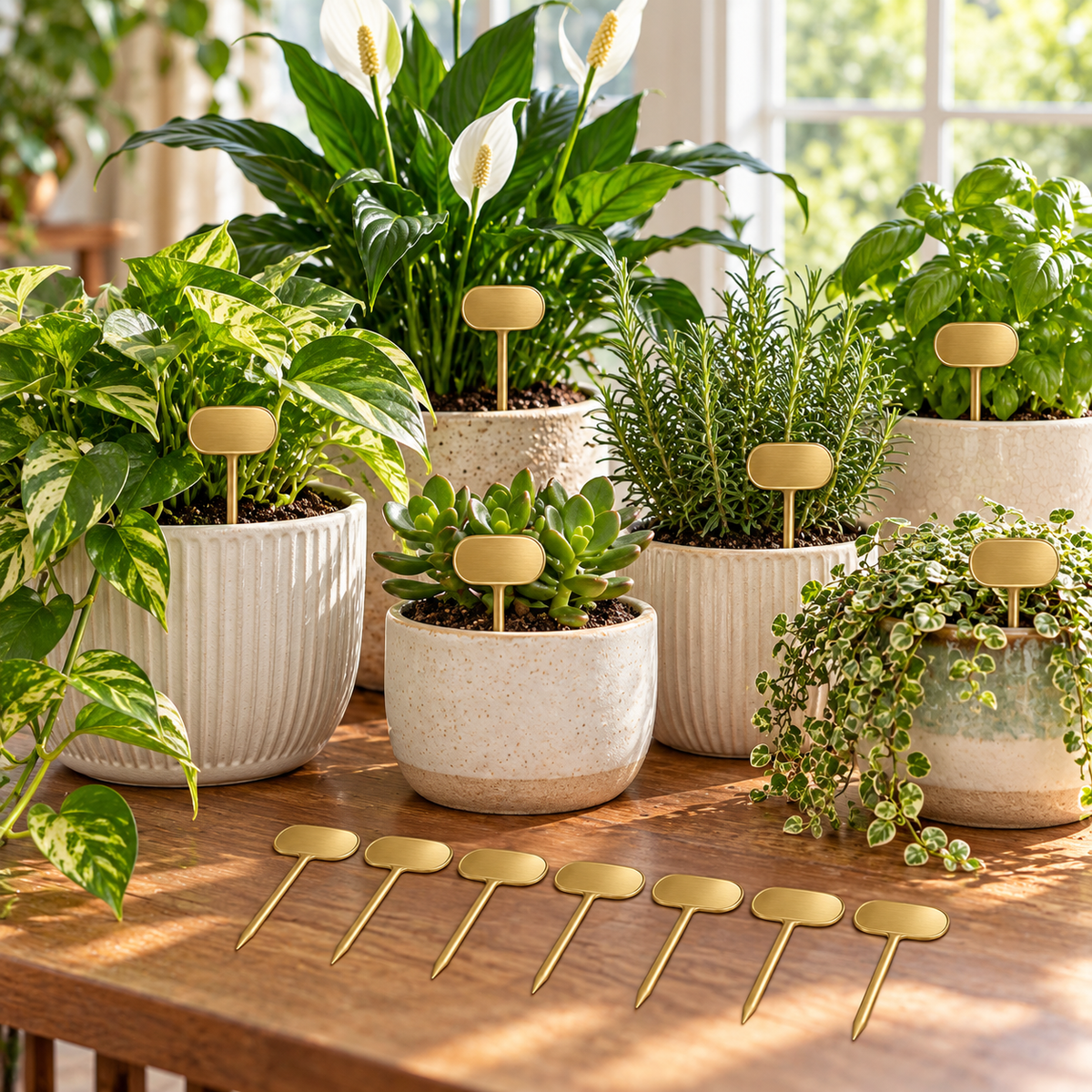 wsffhkl™ Gold-Tone Plant Marker Stakes — lifestyle view 2